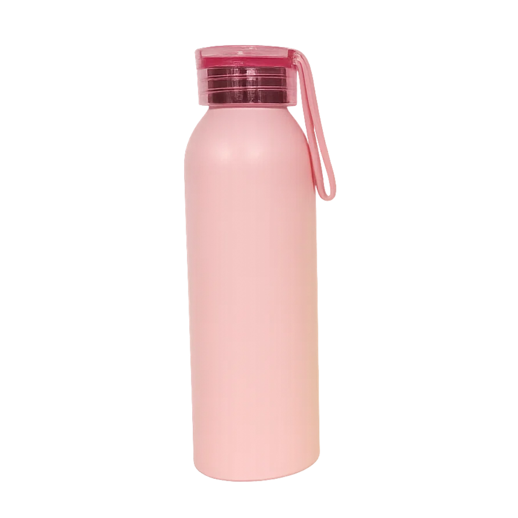 PACHÓN, ALUMINIO, ROSADO MATE, 500 ML, CON TAPA TRANSPARENTE