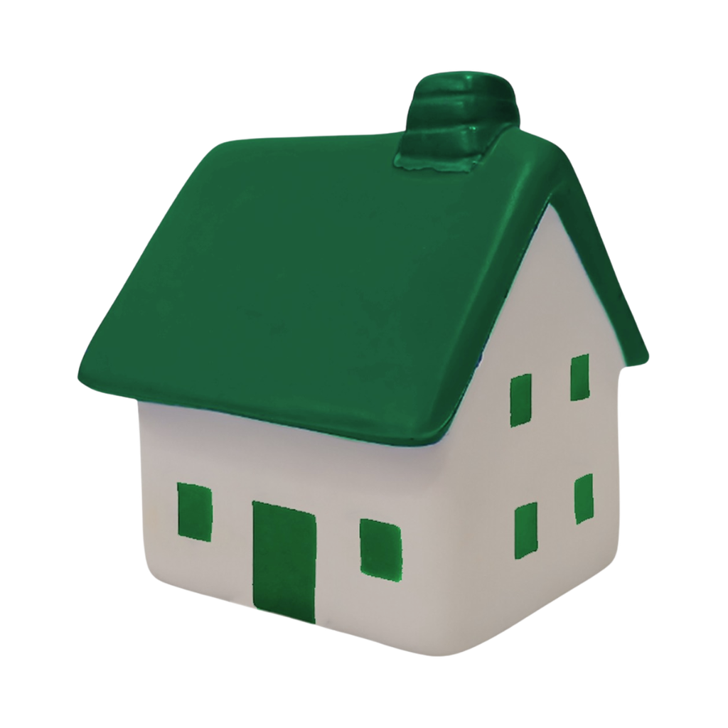 ANTIESTRES, PU, VERDE, 7*7*8 cm, FORMA DE CASA CON CHIMENEA