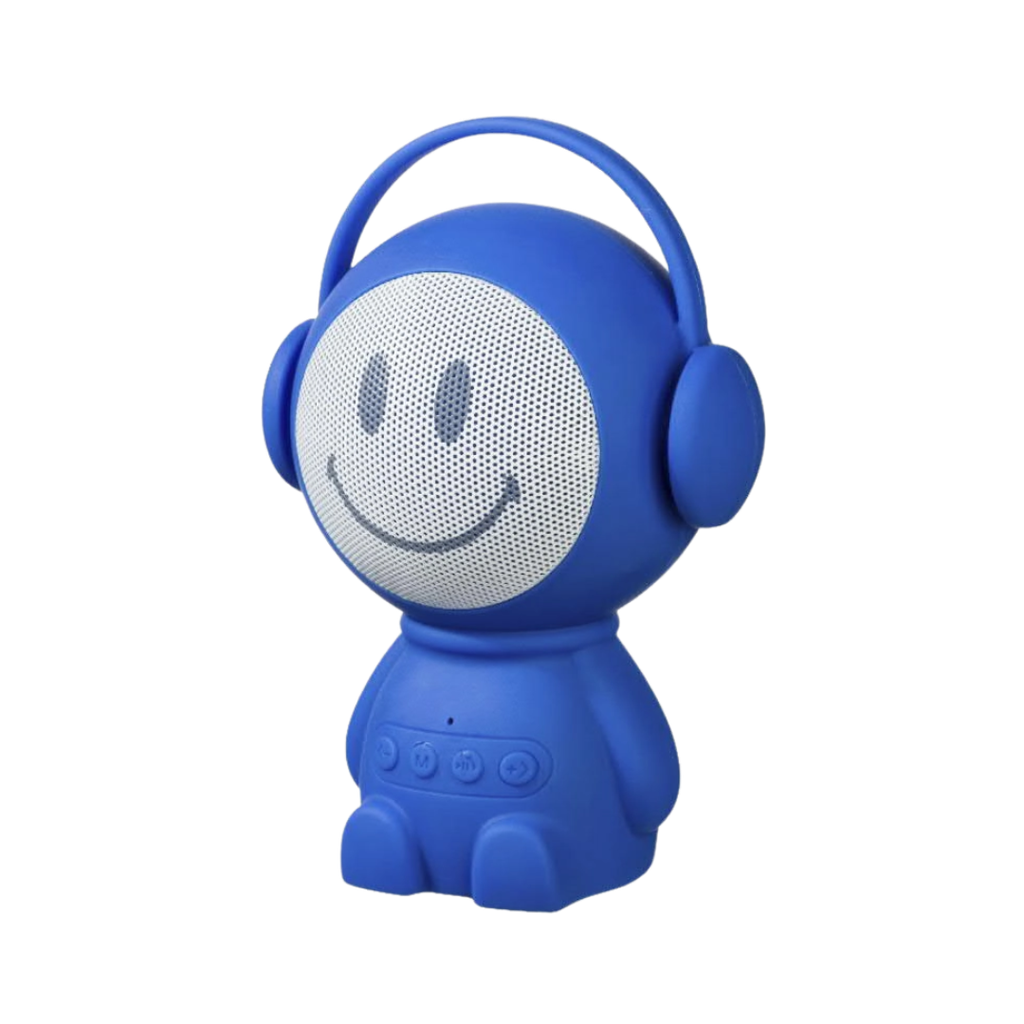 BOCINA, PLÁSTICO, AZUL, 9.5*8*15 cm, diseño panda con carita feliz