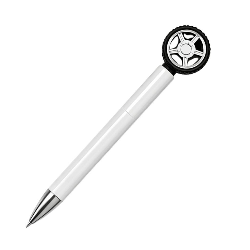 LAPICERO, PLÁSTICO, BLANCO, 14.5 cm, LLANTA GIRATORIA