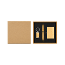 Set de escritorio bambú natural  17*17*3cm  3 pcs, lapicero, tarjetero y llavero