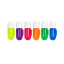 Resaltador plástico colores 11*7.5*1.7 cm bolsa transparente ziploc con 6 pcs forma de píldora
