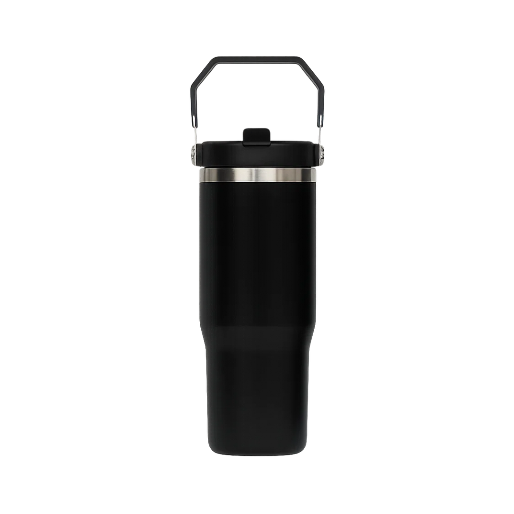 Vaso, Acero Inoxidable, Negro, 30 oz, Hydra doble pared con agarrador y boquilla