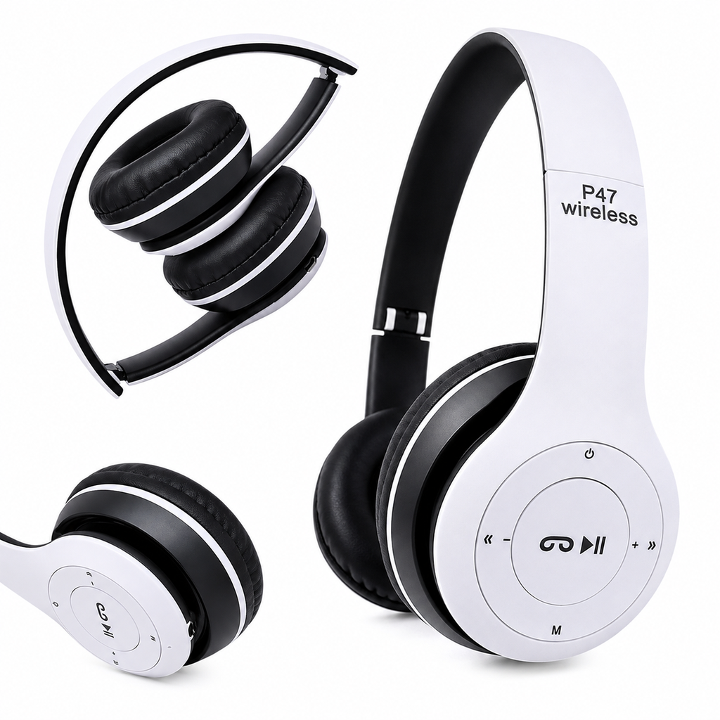 Audifono, plástico, blanco, P47 inalámbrico de diadema inalámbrico v5.0 batería 200 mah 10 metros de alcance