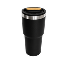 Vaso, acero inoxidable, negro, 530ml, Selene  18*8.8 cm doble pared top de bambú