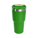 Vaso, acero inoxidable, verde, 530ml, Selene  18*8.8 cm doble pared top de bambú