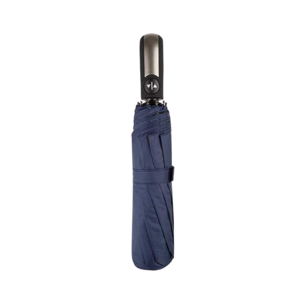 Sombrilla, poliester, azul, 21", de mano full automática 8 páneles mango placa metálica bolsa de tela