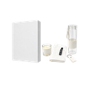 Set ejecutivo, vidrio, blanco, Yogui 4 pcs: botella, toalla, llavero y vela