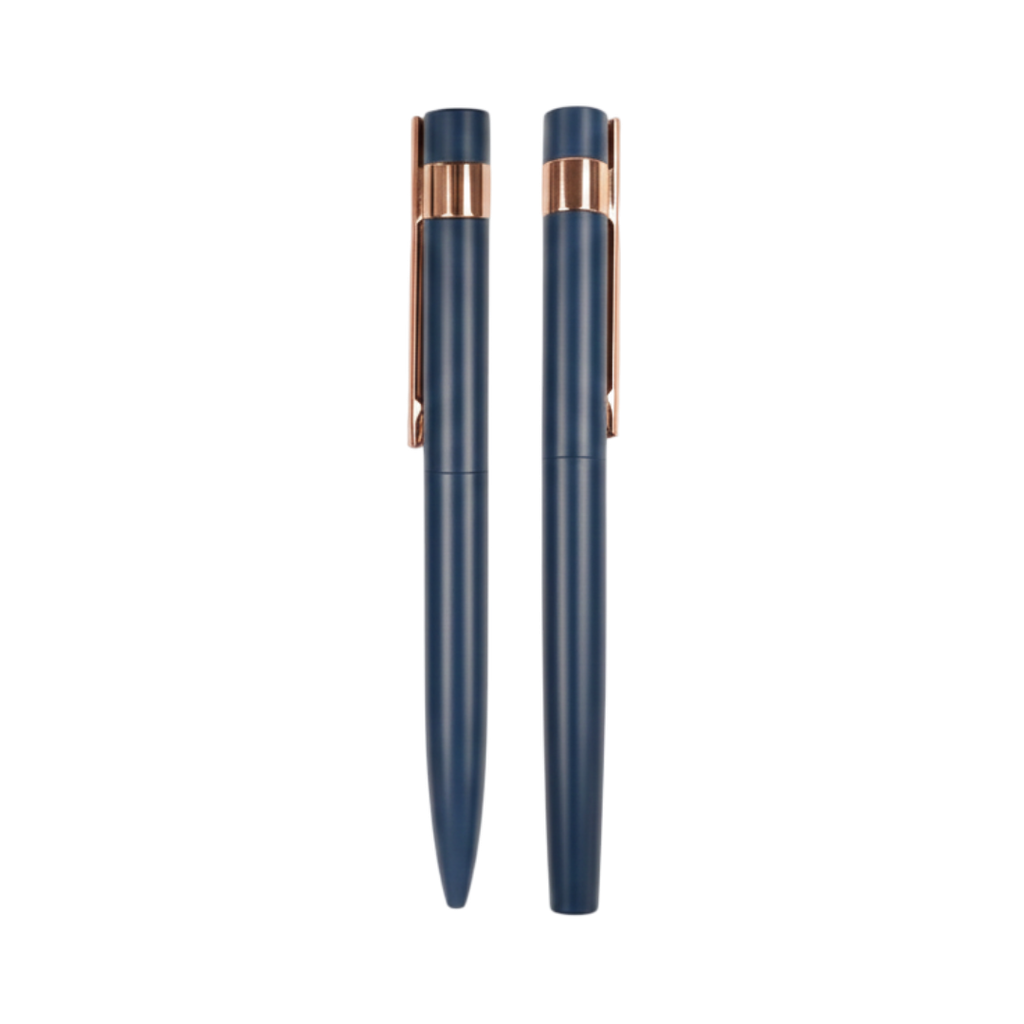 Lapicero, metal, azul oscuro, Brass set de 2 pcs en caja