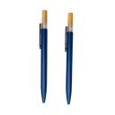 Lapicero, aluminio, azul oscuro, Inked Set de 2 pcs botón de bambú en caja