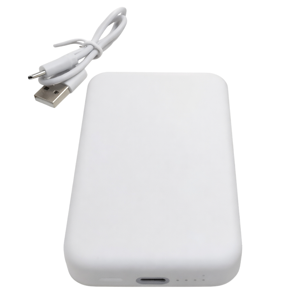 Power bank, plástico, blanco, Capacidad 5000 mAh