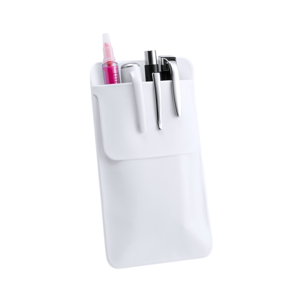 Porta lapiceros, pvc,  8.5 x 15 x cm, Blanco