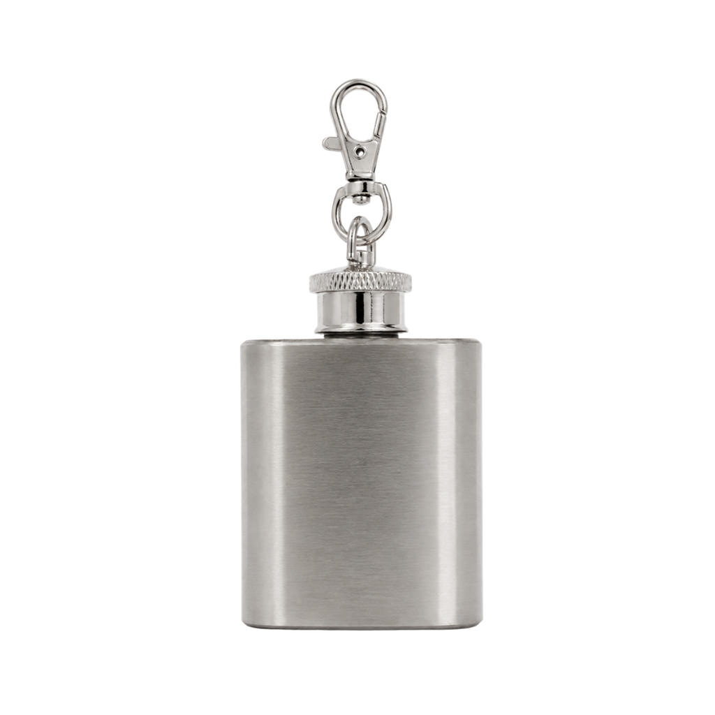 Llavero petaca,  acero inox, 30 ml, Plateado