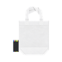 Bolsa, Tela ecólogica, Blanco, 28*23*10, de fuelle y 5 crayones de cera