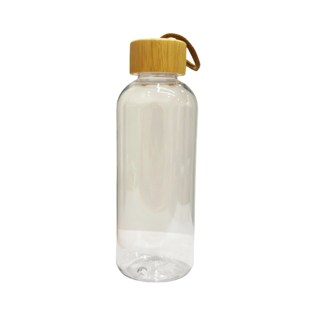 Pachón, Plástico, Trasparente, 650 ml,  Rodas 7*22.5 cm con tapa de bambú y cinta