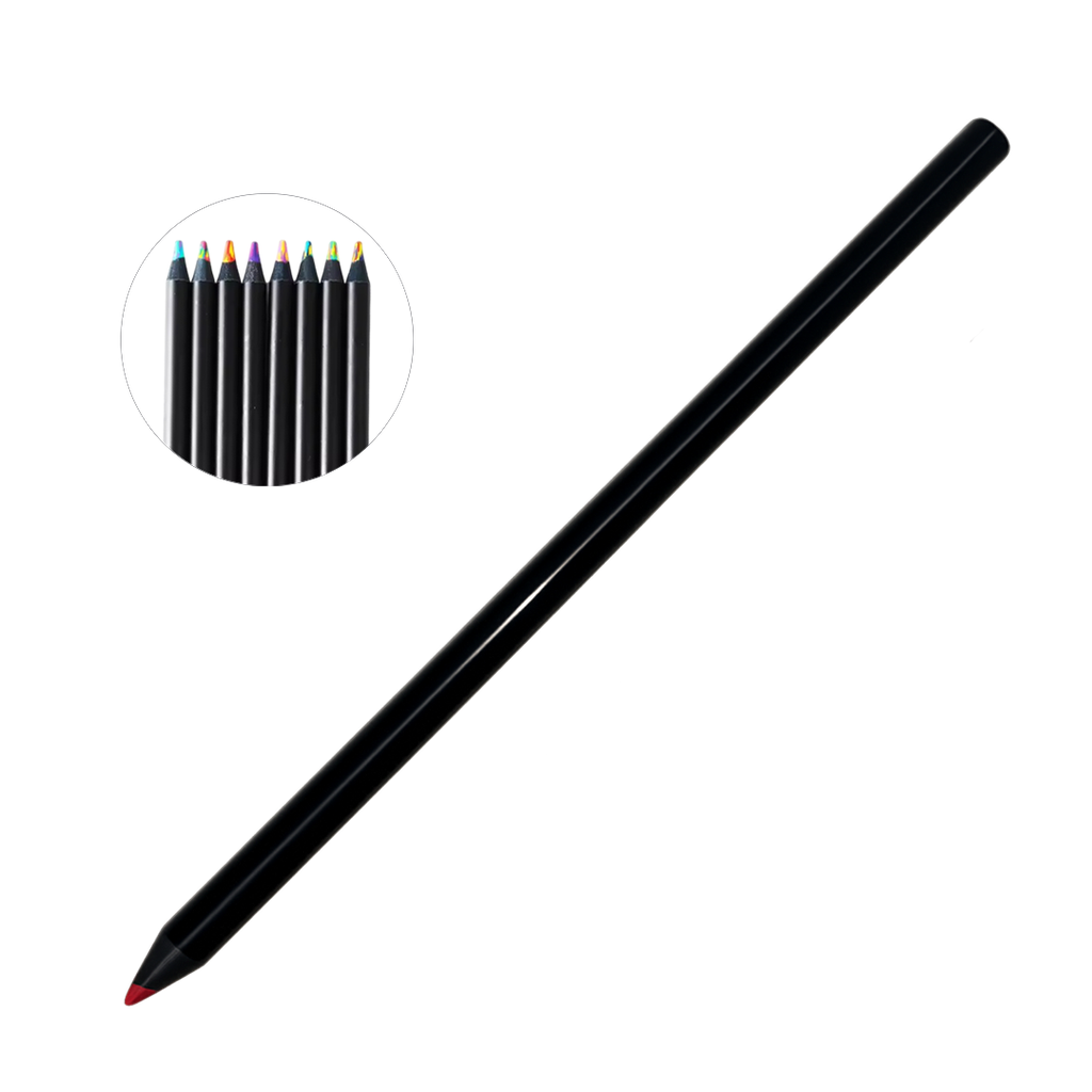 Lápiz, Madera, Negro, 18cm, mina arcoiris