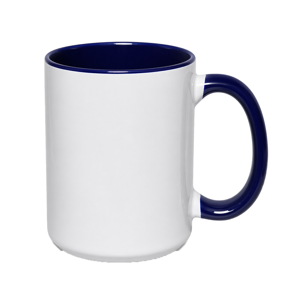 Pocillo Ac, Ceramica, Blanco con el fondo Azul y mango azul  16 Oz