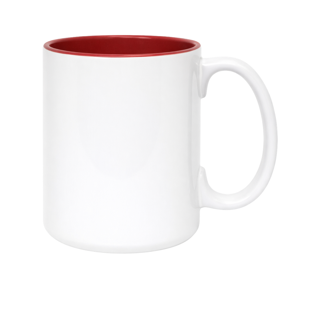 Pocillo Cd, Ceramica,  Blanco con el fondo Rojo 16 Oz