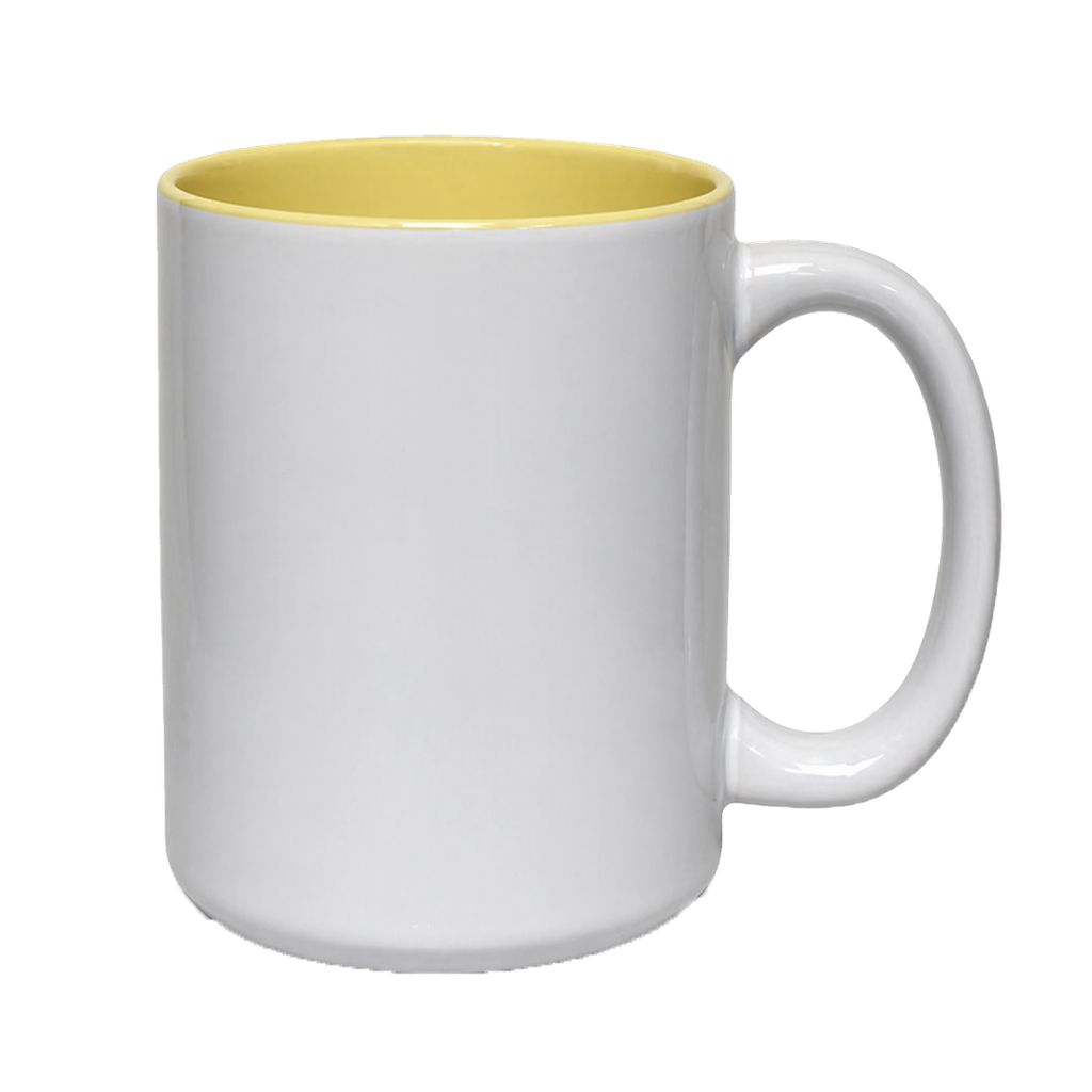 Pocillo Op, Ceramica, Blanco con Fondo Amarillo   16 Oz