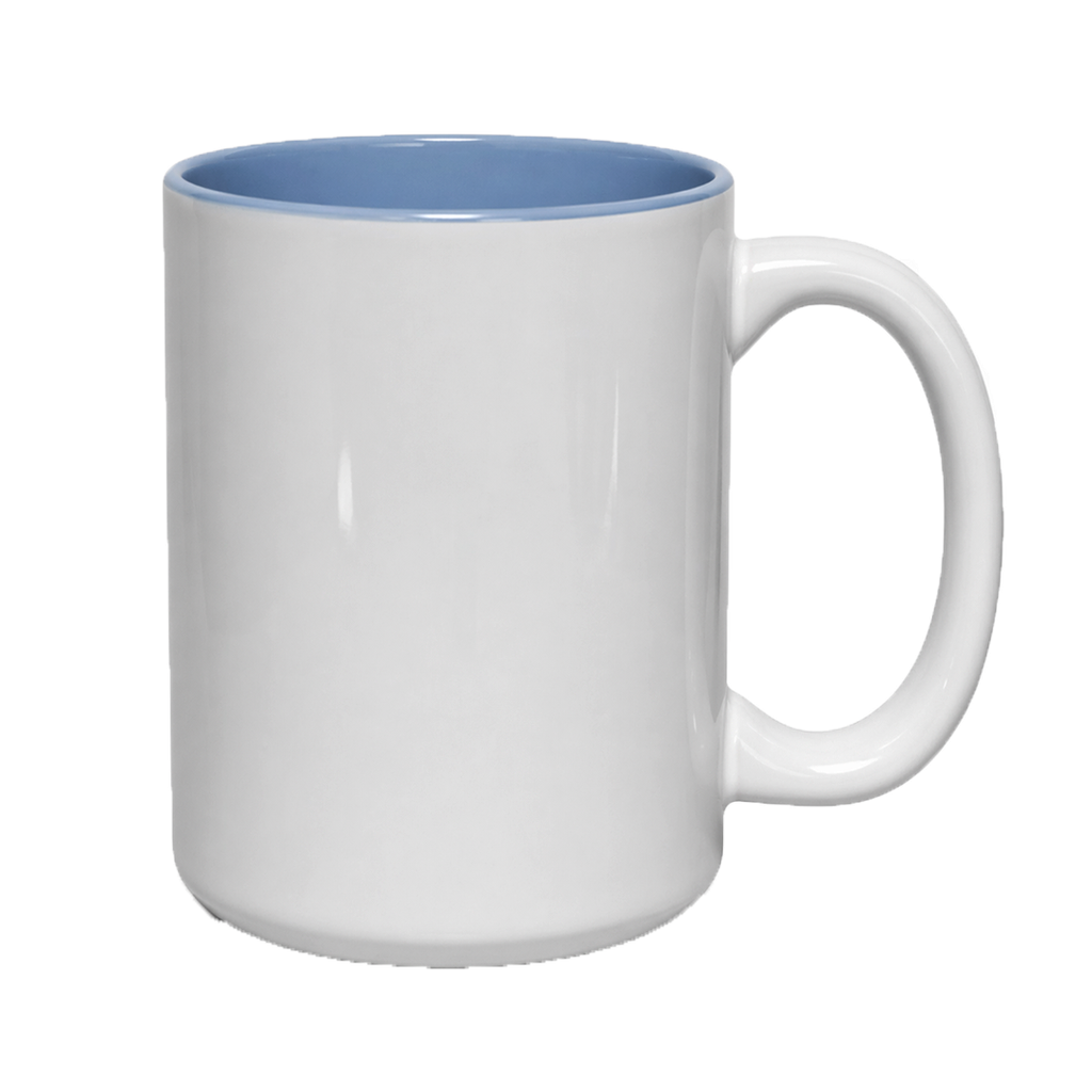 Pocillo QR, Ceramica, Blanco con fondo Celeste   16 Oz