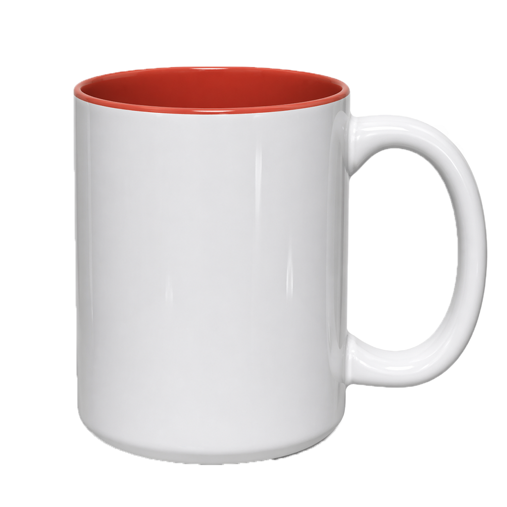 Pocillo ST, Ceramica, Blanco con fondo  Anaranjado   16 Oz
