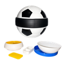 Lonchera, Plástica, Blanco, con negro diseño de pelota de fut