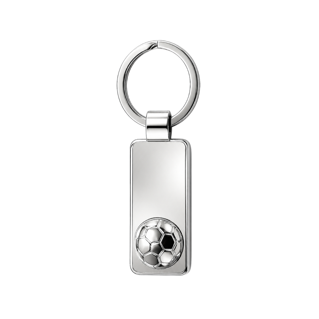 LLAVERO, ALEACION DE ZINC, PLATEADO, 12*5.5*0.7 cm, rectangular para sublimación con pelota 3D