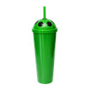 Vaso plástico  verde 1,000ml Carioca con tapa domo diseño de pelota y pajilla