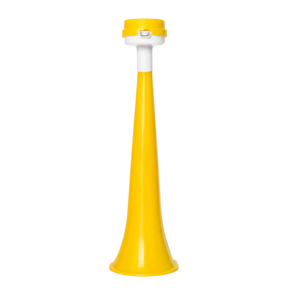 Vuvuzela plástica amarillo 27*8cm con boquilla lateral