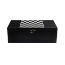 Caja Madera negro 36*11*11 cm para vino con juego de ajedrez