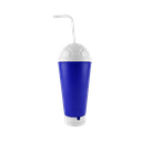 VASO, PLÁSTICO, AZUL OSCURO, 600 ml, vuvuzela con tapa como diseño de pelota, desmontable