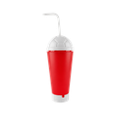 VASO, PLÁSTICO, ROJO, 600 ml, vuvuzela con tapa como diseño de pelota y pajilla, desmontable