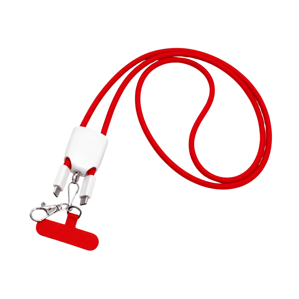 CABLE, POLIESTER, ROJO, 125 cm, tipo C para carga 60W con gancho para celular