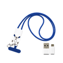 CABLE, POLIESTER, AZUL, 125 cm, tipo C para carga 60W con gancho para celular