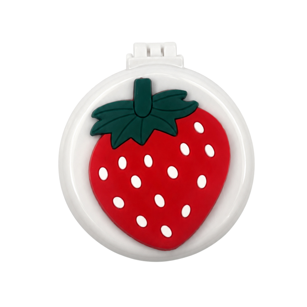PEINE CON ESPEJO, PLÁSTICO, BLANCO, 6 cm, DISEÑO FRESA