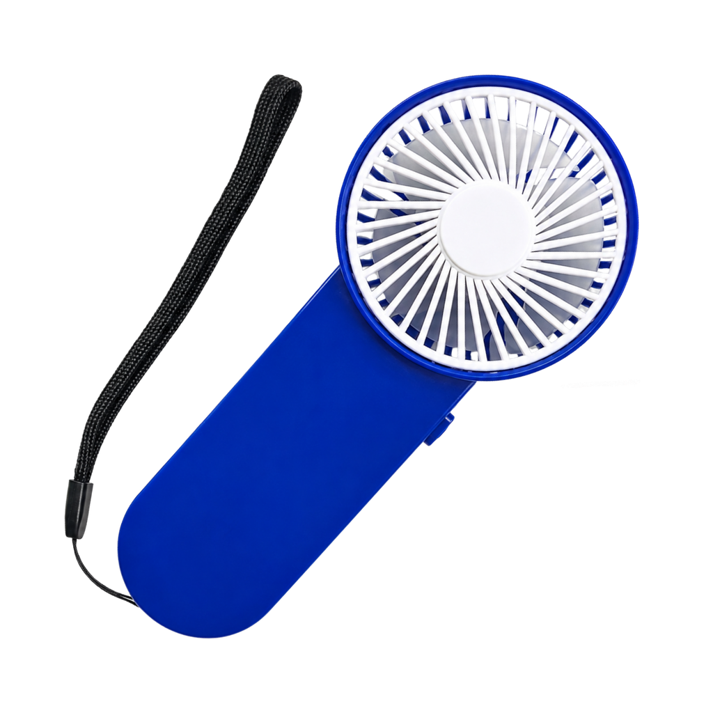 VENTILADOR, PLÁSTICO, AZUL REFLEX, 6,5x3,8x15 cm, de mano, mango liso con cinta para llevar
