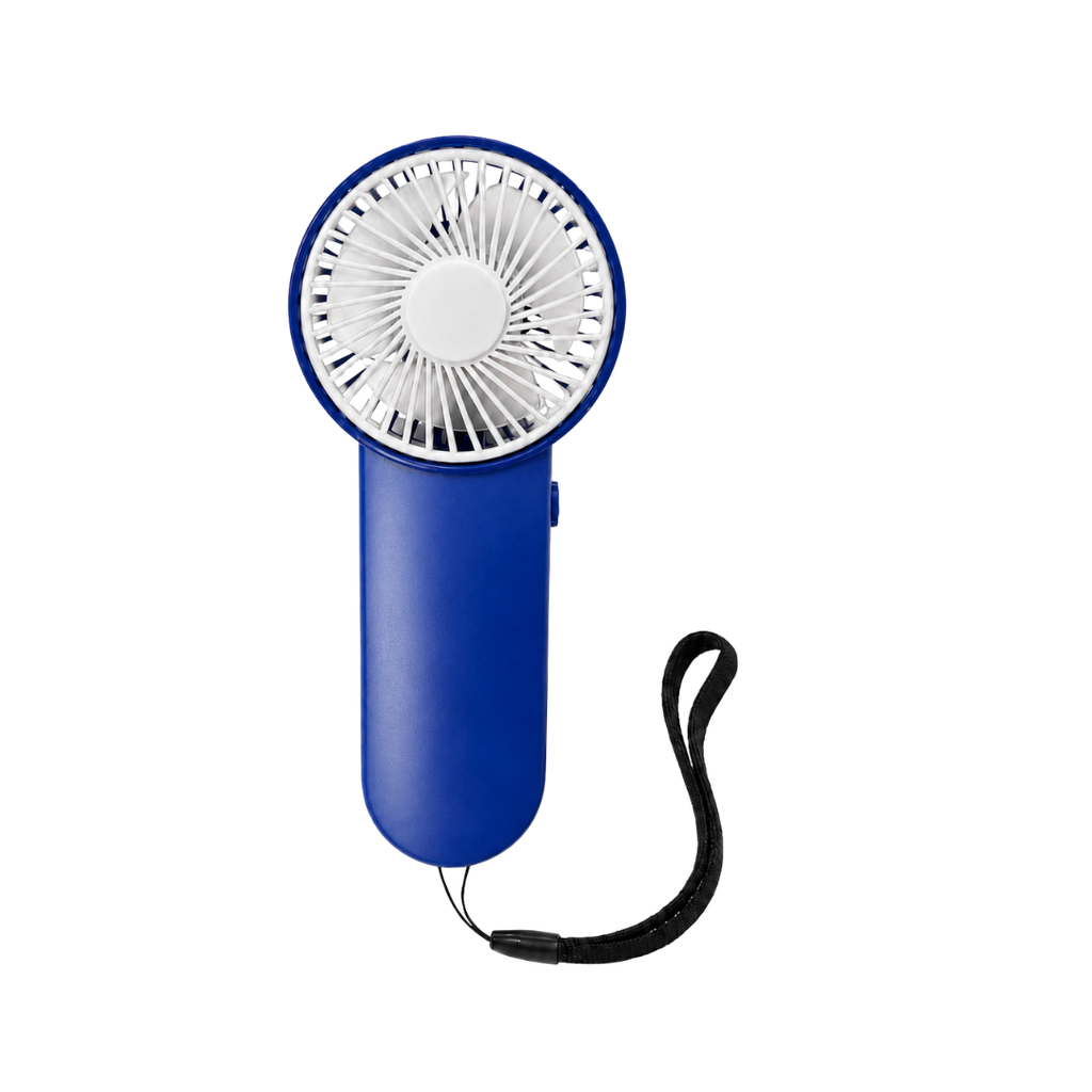 VENTILADOR, PLÁSTICO, AZUL REFLEX, 6,5x3,8x15 cm, de mano, mango liso con cinta para llevar