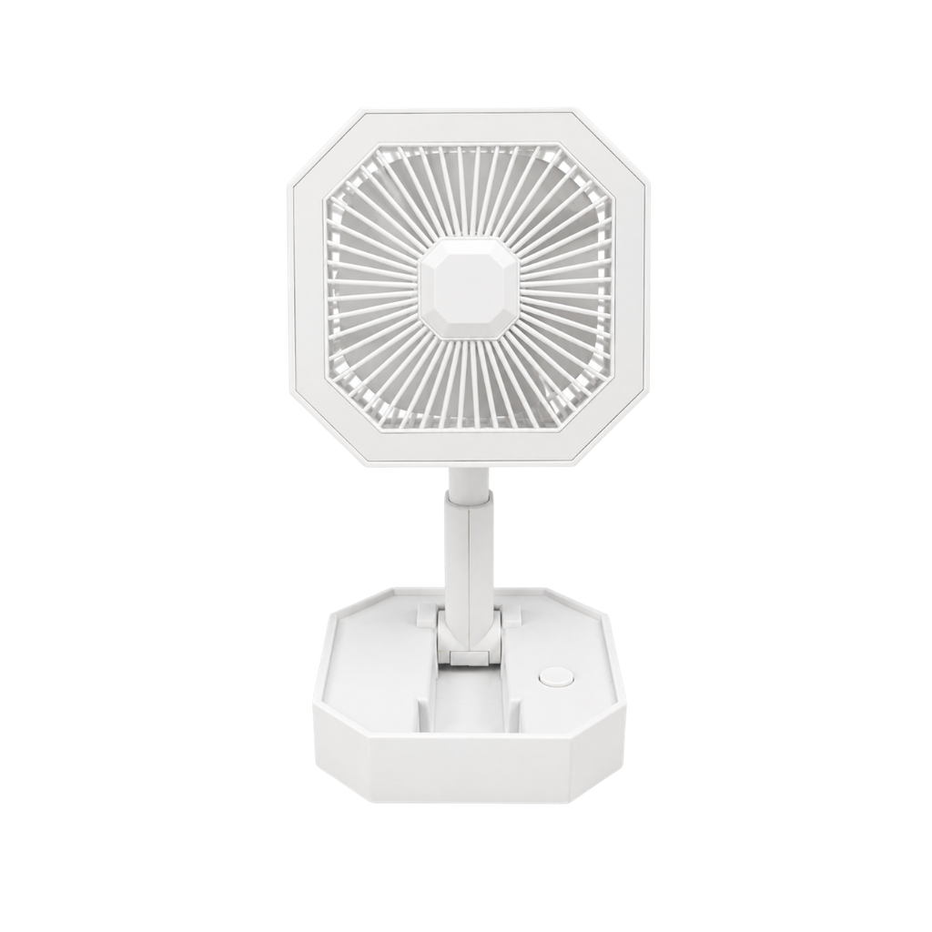 VENTILADOR, PLÁSTICO, BLANCO, 20*10,5*10,5 cm, octogonal plegable con luz led