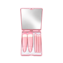 SET DE BROCHAS, PLÁSTICO, ROSADO, 10*7.5 cm, 5 PCS PARA MAQUILLAJE CON ESTUCHE Y ESPEJO