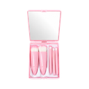 SET DE BROCHAS, PLÁSTICO, ROSADO, 10*7.5 cm, 5 PCS PARA MAQUILLAJE CON ESTUCHE Y ESPEJO