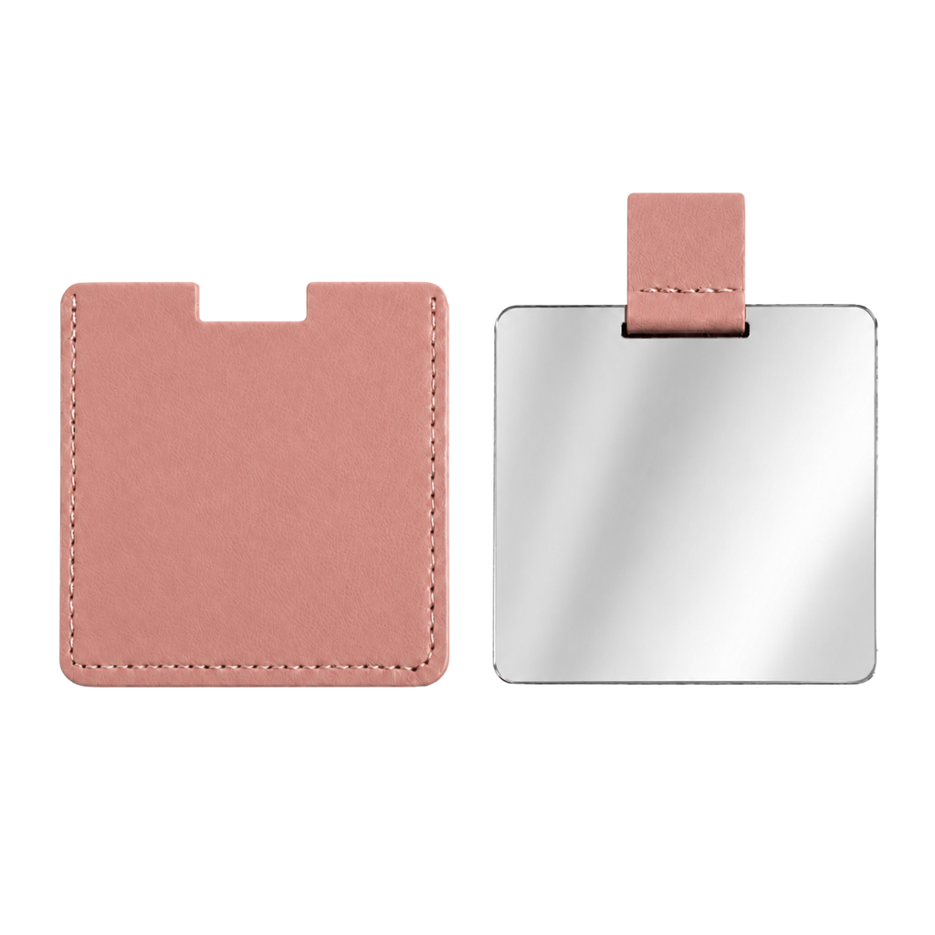 ESPEJO DE BOLSILLO, PLÁSTICO, ROSADO, 6.5*6.8 cm, CUADRADO CON BASE PROTECTORA
