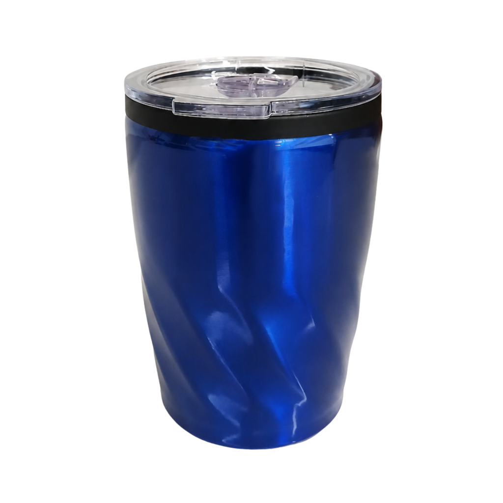 VASO, ACERO INOXIDABLE, AZUL REFLEX, 350 ml, Twister doble pared interior plástico