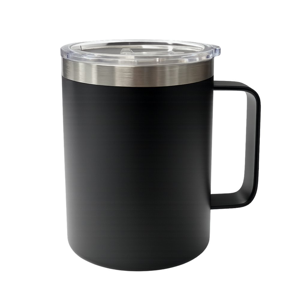 TAZA, ACERO INOXIDABLE, NEGRO, 350 ml, Thermal doble pared 8.8*10.8cm con tapa hermética