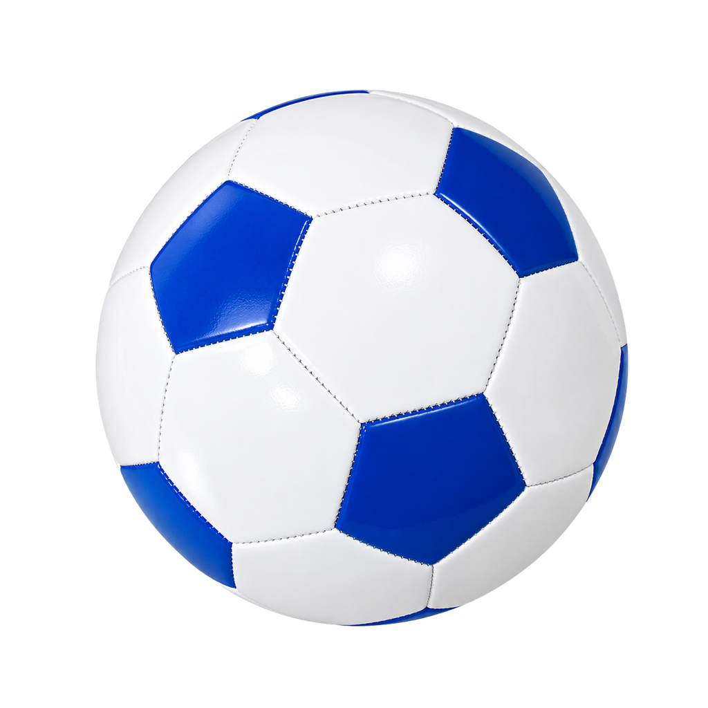PELOTA, PVC, AZUL, 270 gr, No. 5 de 32 paneles base blanca circunferencia 680-700mm