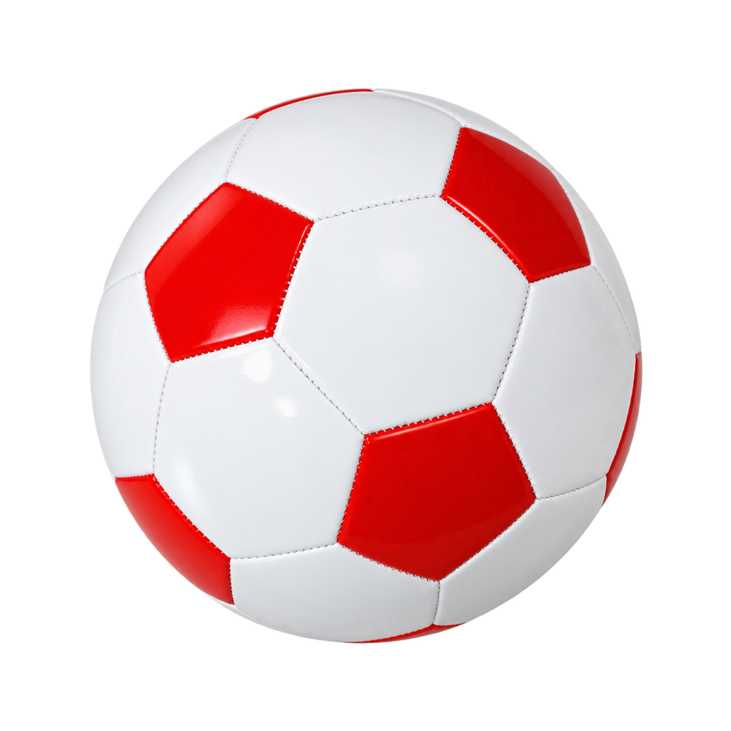 PELOTA, PVC, ROJO, 270 gr, No. 5 de 32 paneles base blanca circunferencia 680-700mm.
