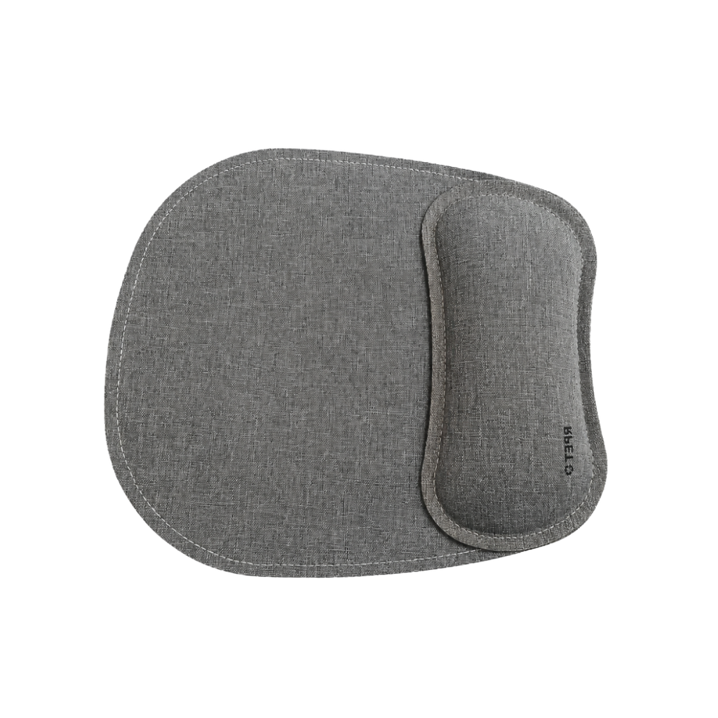MOUSE PAD, POLIESTER, GRIS, 20 x 22.3 cm, CON BASE ANTIDESLIZANTE Y REPOSA MUÑECAS