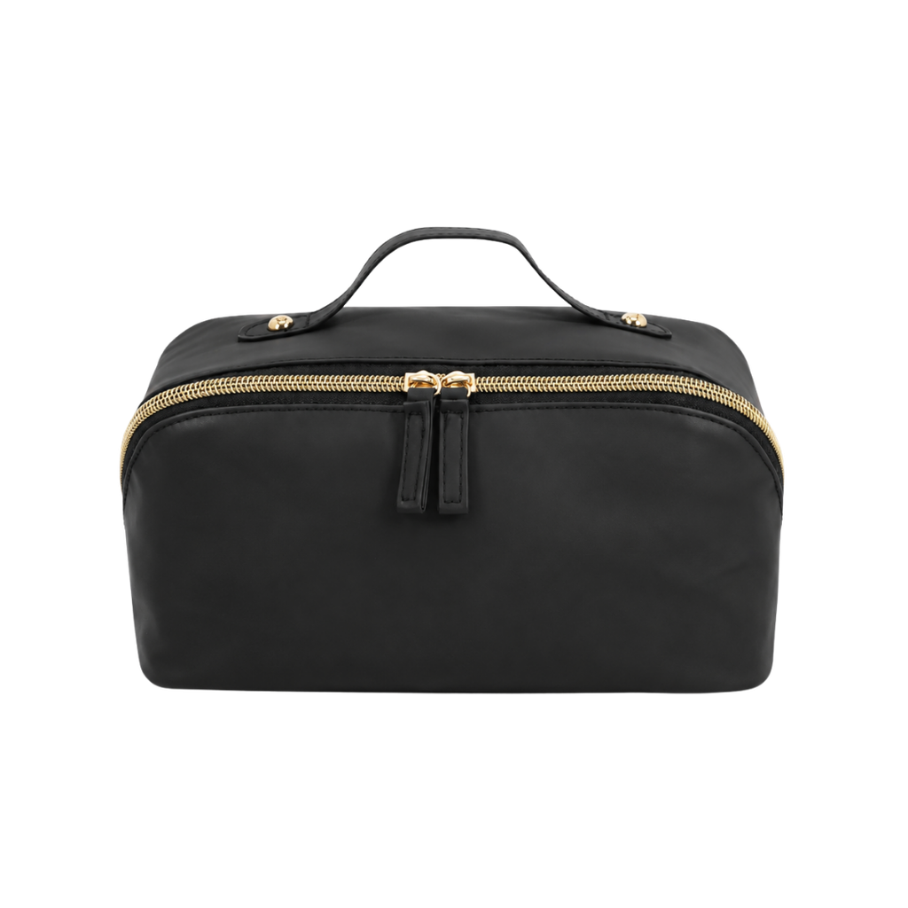 NECESER, PU, NEGRO, 22 x 12 x 12 cm, CON DOBLE COMPARTIMIENTO Y BOLSILLO ADICIONAL