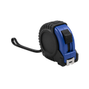 CINTA METRICA, ABS / METAL, AZUL CON NEGRO, 7 x 7 x 3.5 cm, DE 5 METROS CON CUCHILLA METÁLICA Y MECANISMO DE BLOQUEO