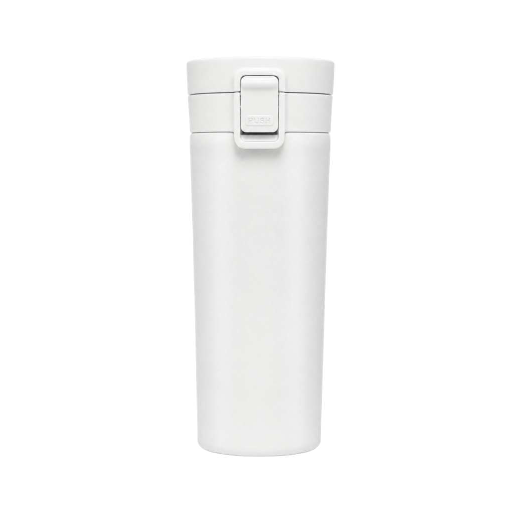 VASO, ACERO INOXIDABLE, BLANCO, 480 ml, Mumbai 6.8*19.5 cm térmico doble pared con tapa automática y base antideslizante