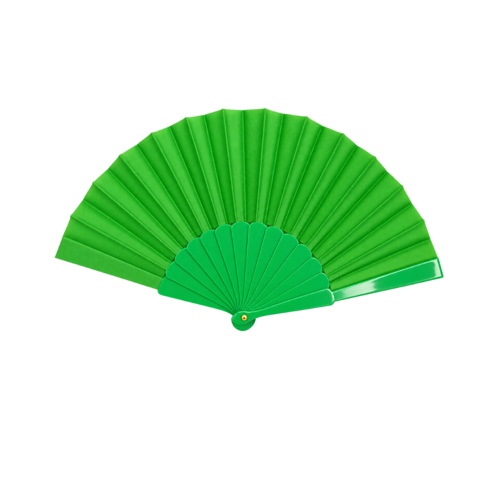 ABANICO, PLÁSTICO, VERDE, 42*23 cm, TRADICIONAL DE MANO